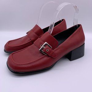 Etienne Aigner Womens Red Leather Loafer Sz 7.5